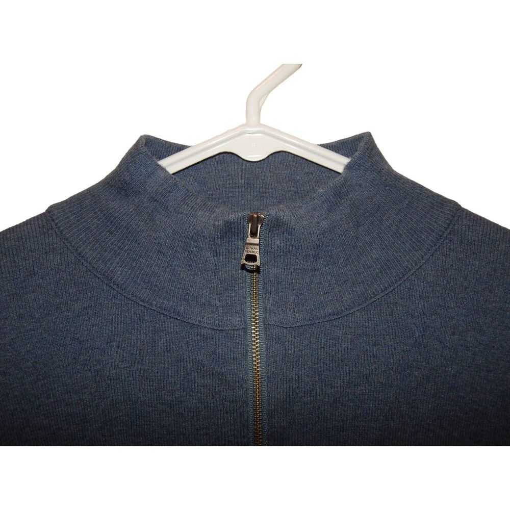 BANANA REPUBLIC men's large thin powder blue full zip cardigan sweater jacket - Picture 3 of 7